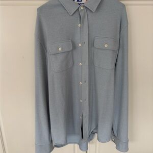 Faherty Legend Sweater Shirt Heather Gray Men's Small XL Knit 4-Way Stretch